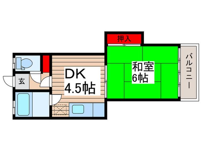 南柏レジデンス(1DK/1階)の間取り写真