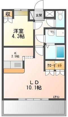 グレイス ヒル・アート(1LDK/2階)の間取り写真