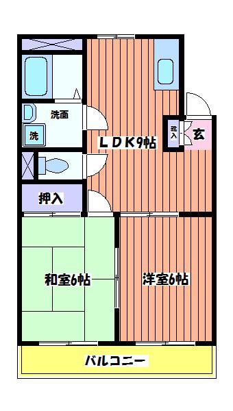 マンションフジノ(2LDK/3階)の間取り写真