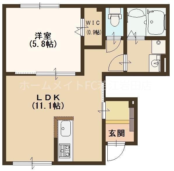 プレセアコート花園A棟(1LDK/1階)の間取り写真