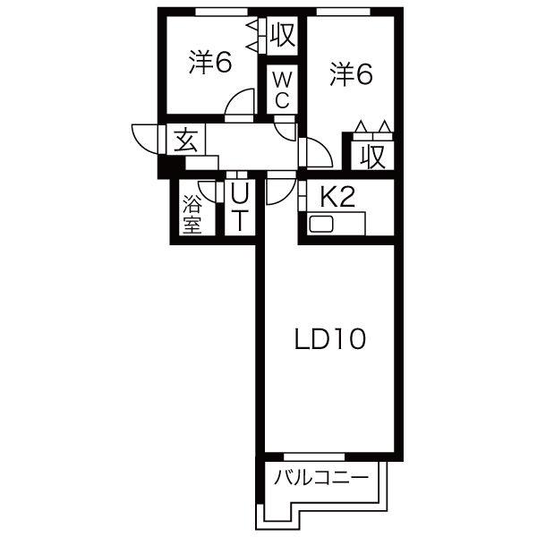 ダイアナ南山鼻ヒルズIIA(2LDK/4階)の間取り写真
