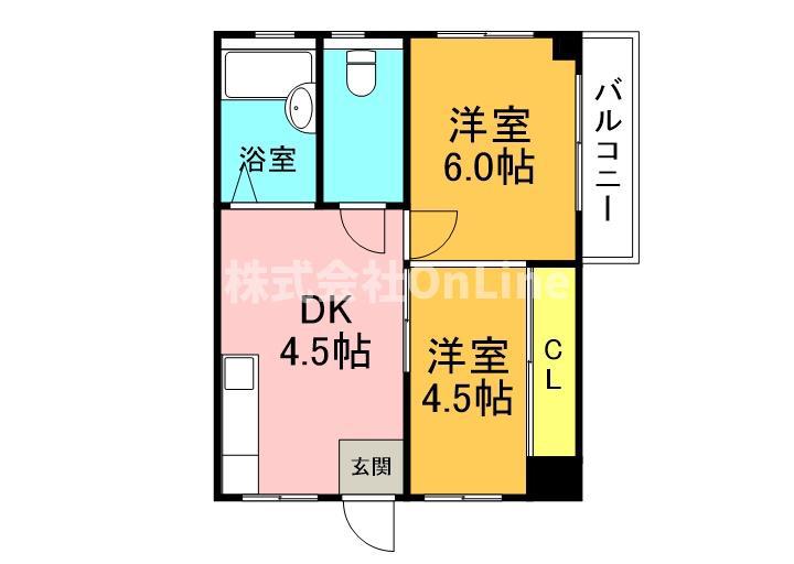 サンライズマンション(2DK/3階)の間取り写真