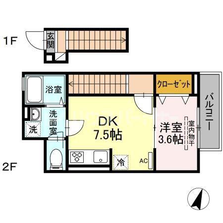 エクセリア高島平I(1DK/2階)の間取り写真