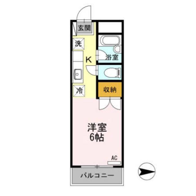第3イースト(1K/2階)の間取り写真