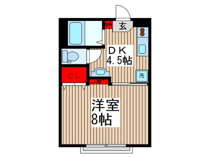 ルミエール川越(1DK/2階)の間取り写真