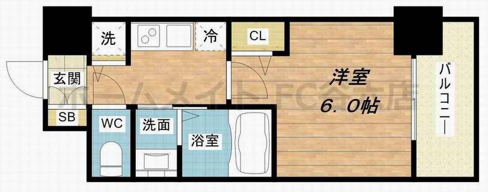 LIVECASA本町(1K/11階)の間取り写真