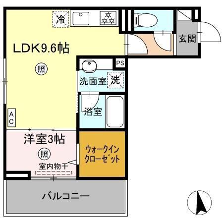 D-ROOM西町(1LDK/2階)の間取り写真