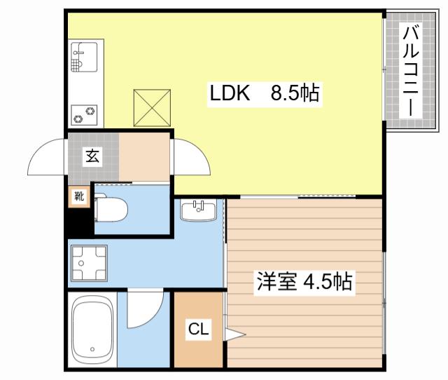 メゾン・ド・メグ湖南(1LDK/2階)の間取り写真