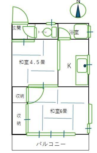 コーポ中津川(2K/2階)の間取り写真