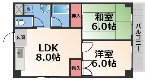 TSUJIHANAビルディング(2LDK/5階)の間取り写真