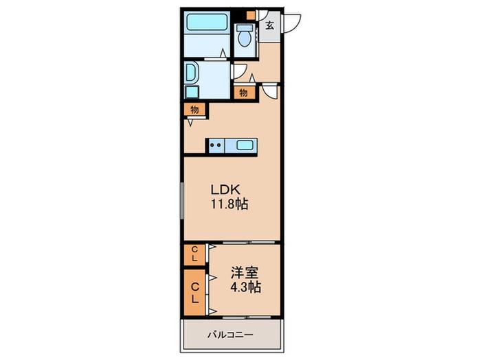 ジーメゾン泉佐野新町レジデンス(1LDK/1階)の間取り写真