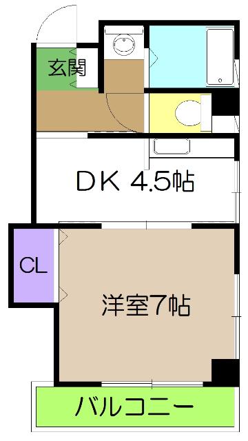 ネオクレメント(1K/5階)の間取り写真