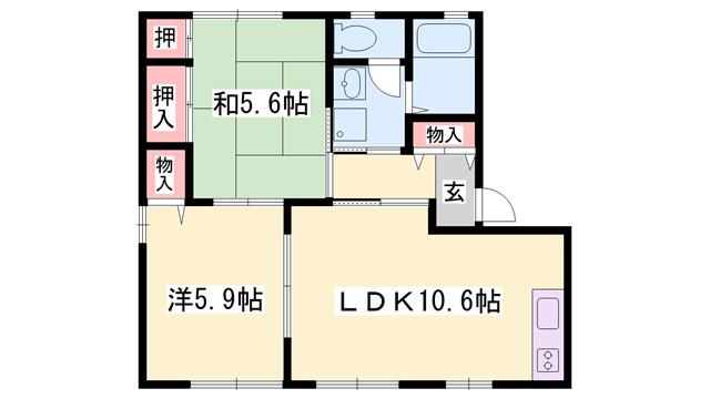 構壱番館A棟(2LDK/1階)の間取り写真