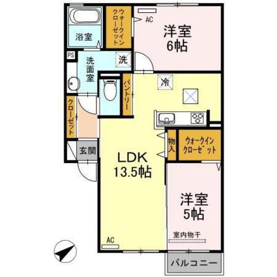 クレスト長束西(2LDK/1階)の間取り写真