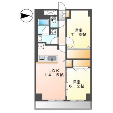 インプルーブ金山(2LDK/8階)の間取り写真