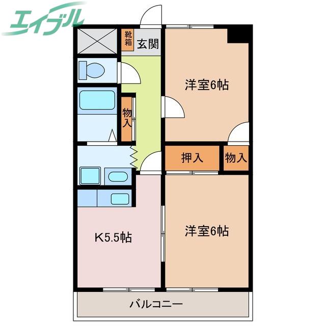 ハイマンション日永西 A棟(2K/3階)の間取り写真