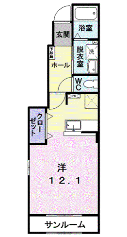 メゾン早坂1番館(ワンルーム/1階)の間取り写真