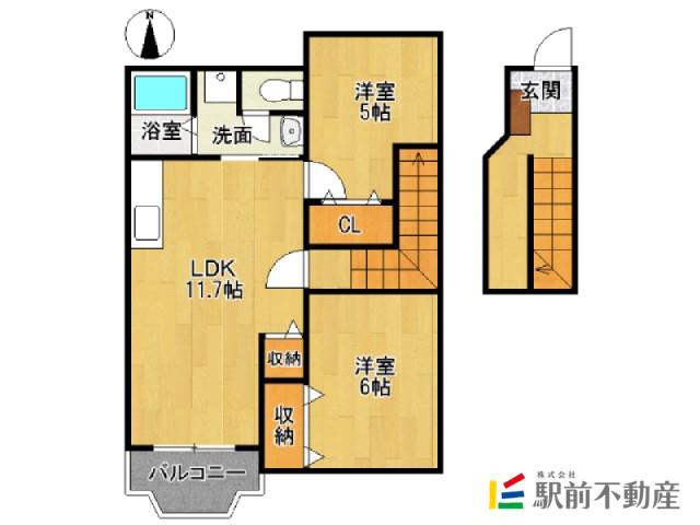 M・ドミール(2LDK/2階)の間取り写真