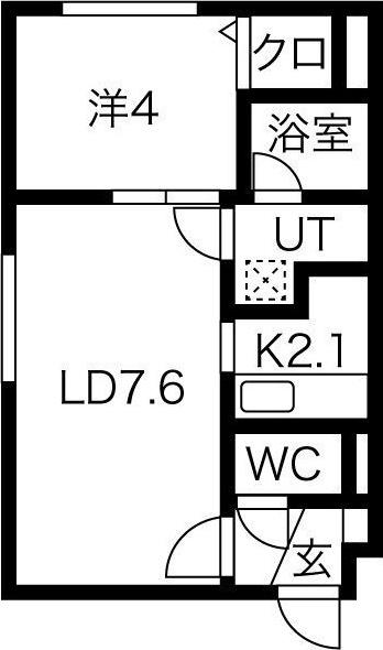 HOPE月寒中央 A棟(1LDK/5階)の間取り写真