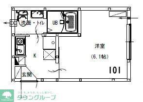 アルサーヴ千葉(1K/2階)の間取り写真