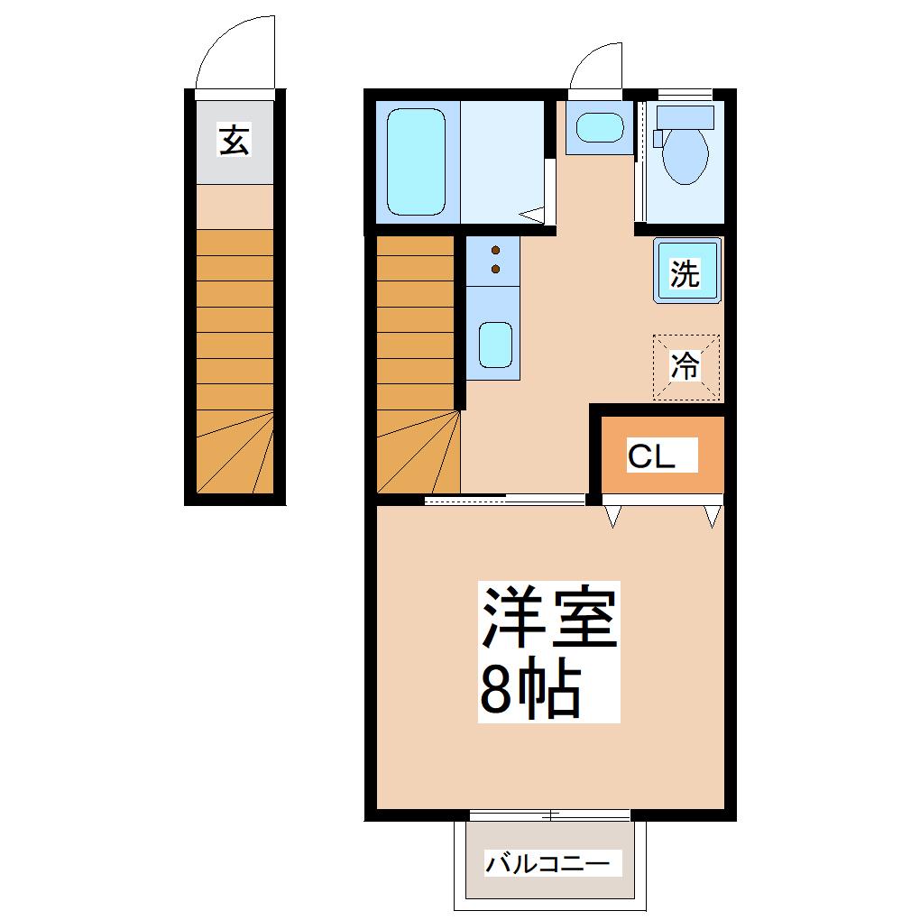 メゾン・ルエ長町南(1K/2階)の間取り写真