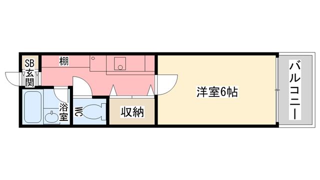 香櫨園桜ハイツ(1K/2階)の間取り写真
