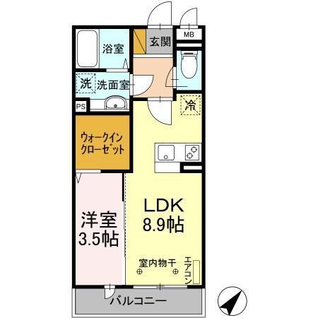 ベイリーフ(1LDK/3階)の間取り写真