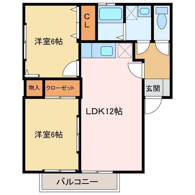 カンファタブル(2LDK/2階)の間取り写真