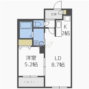 サンシティ平岸(1LDK/5階)の間取り写真