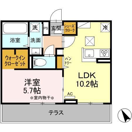 ライフコア南俣(1LDK/2階)の間取り写真