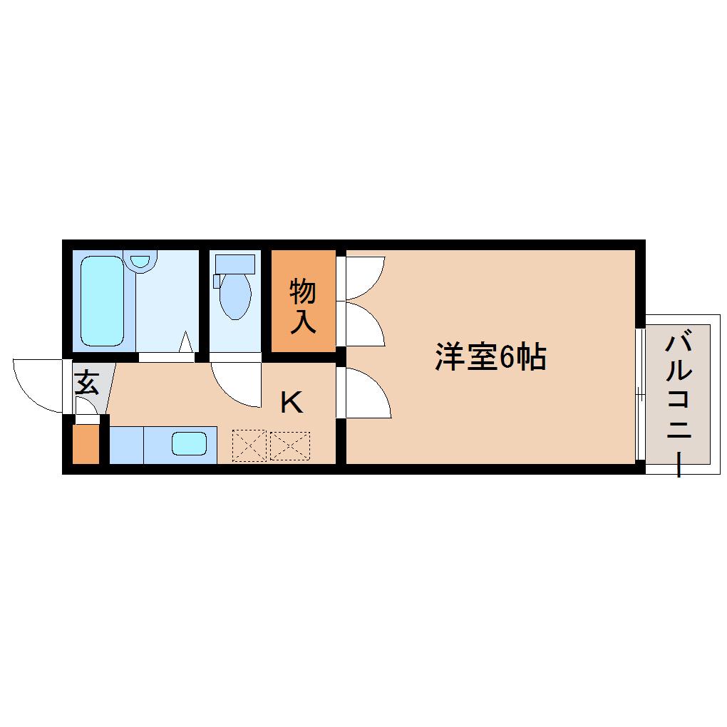 アップルハイツ葉山(1K/2階)の間取り写真