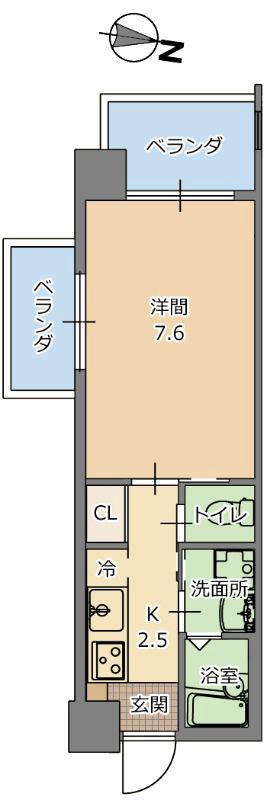 パレス神島(1K/4階)の間取り写真
