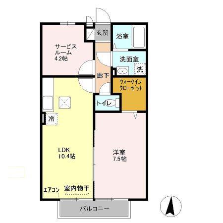 アミティエ マノ(1LDK/1階)の間取り写真
