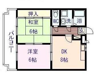 メゾンゆき(2DK/3階)の間取り写真