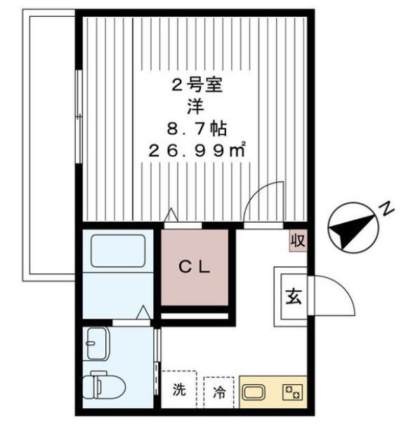 リシェス南流山(1K/2階)の間取り写真