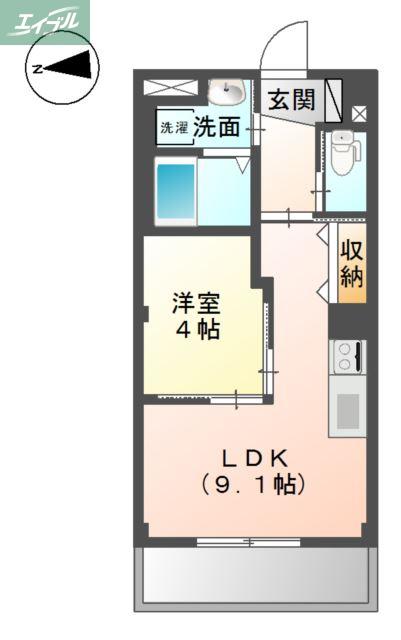 ブリエ ロッシュ U(1LDK/2階)の間取り写真