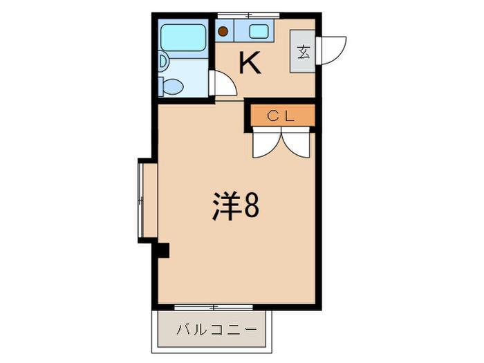 ペンハウス芦屋(1K/2階)の間取り写真