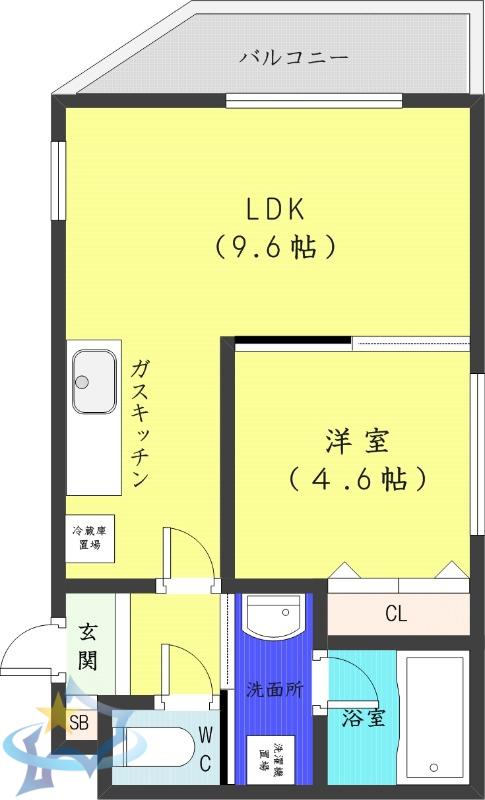 SERAM円山鳥居(1LDK/3階)の間取り写真