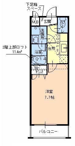 フジパレス初芝駅南I番館(1K/2階)の間取り写真