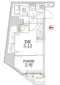 LOG入谷(1DK/11階)の間取り写真