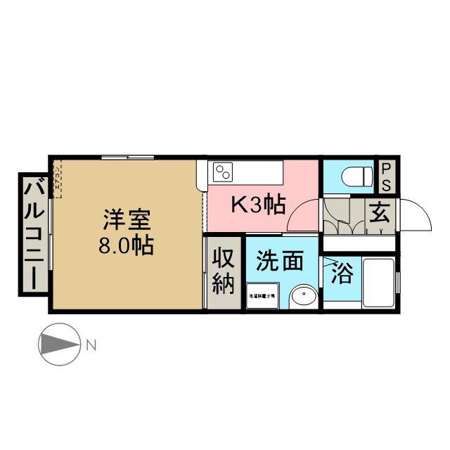 グリーングラス土岐(1K/2階)の間取り写真