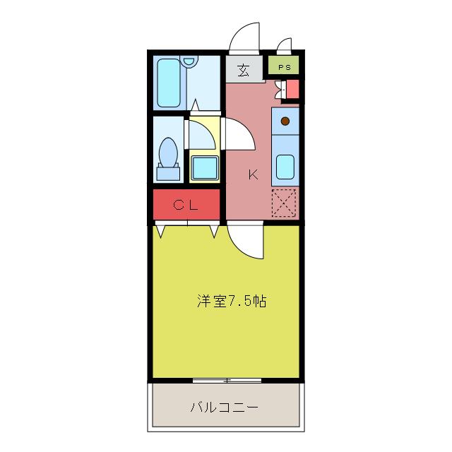 ジオックス500(1K/2階)の間取り写真