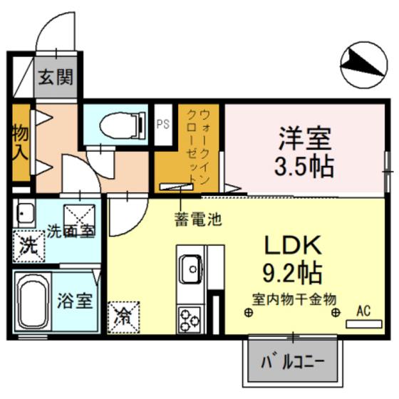 シェレトワレ上冨居 A棟(1LDK/1階)の間取り写真
