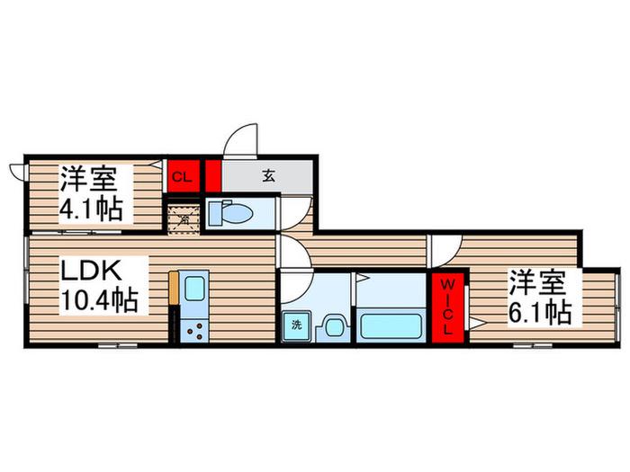 グラナーデ保木間(2LDK/1階)の間取り写真
