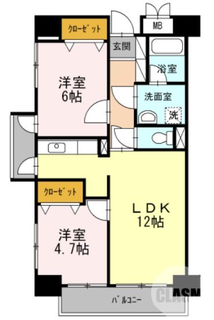 プライムハイツ南花田(2LDK/6階)の間取り写真