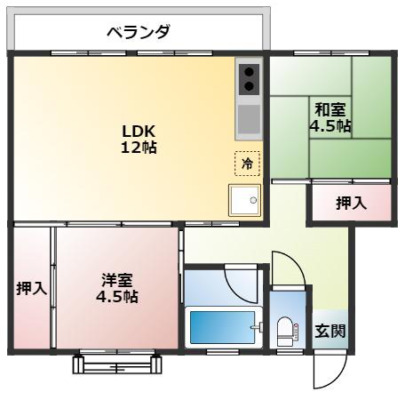 鈴が台団地D棟(2LDK/2階)の間取り写真