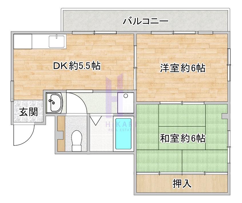 マンション蜻鈴(2DK/3階)の間取り写真