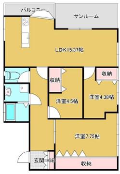 新神野ビル(3LDK/3階)の間取り写真