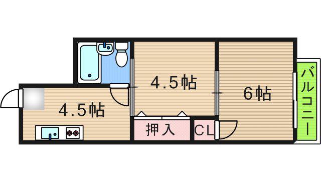 プリエールファミリー住之江御崎(2DK/3階)の間取り写真