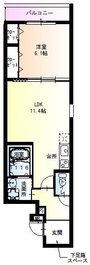 フジパレス尼崎近松(1LDK/2階)の間取り写真